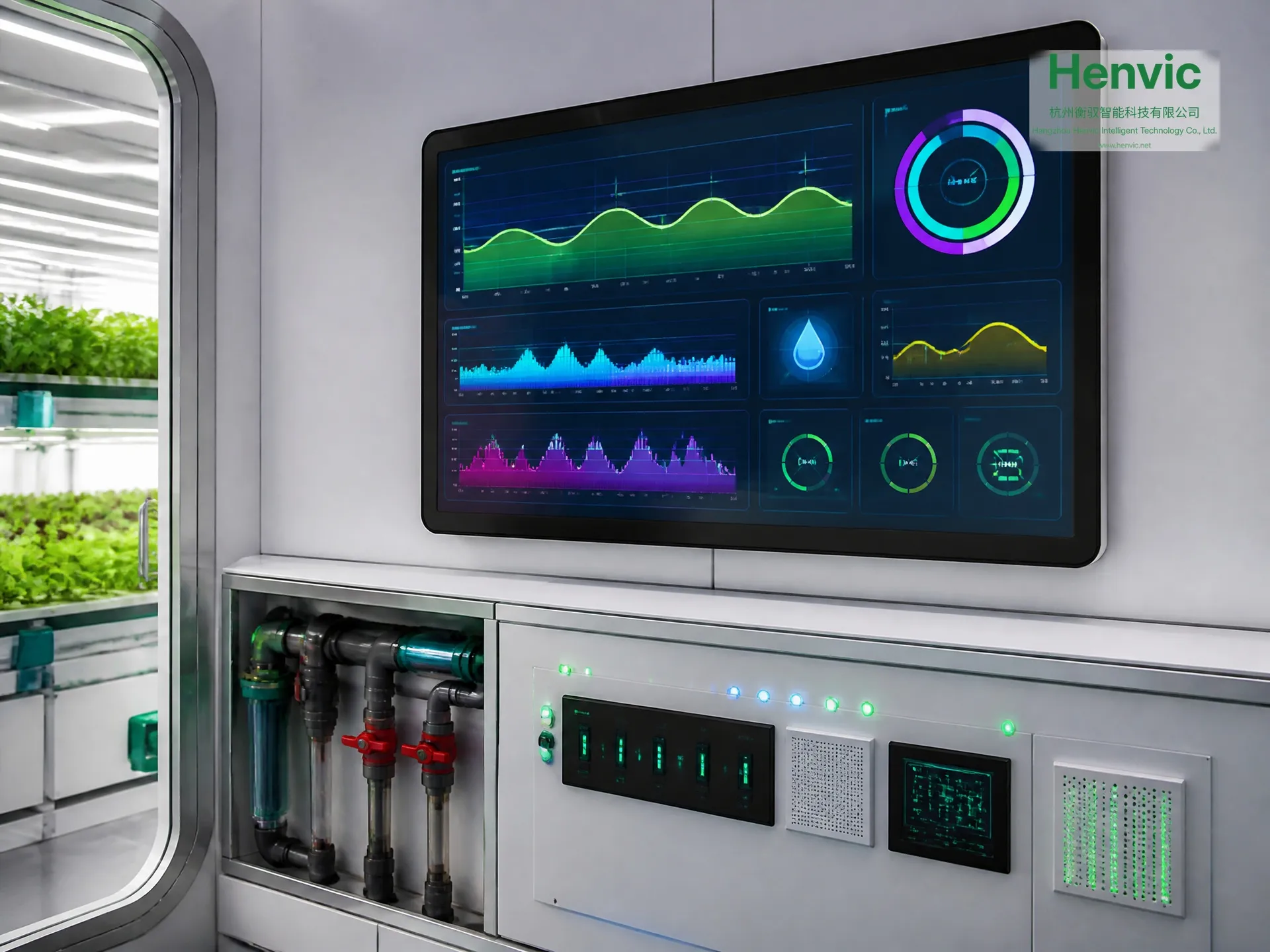 HVC-40 growing cabin crops and lighting system in operation